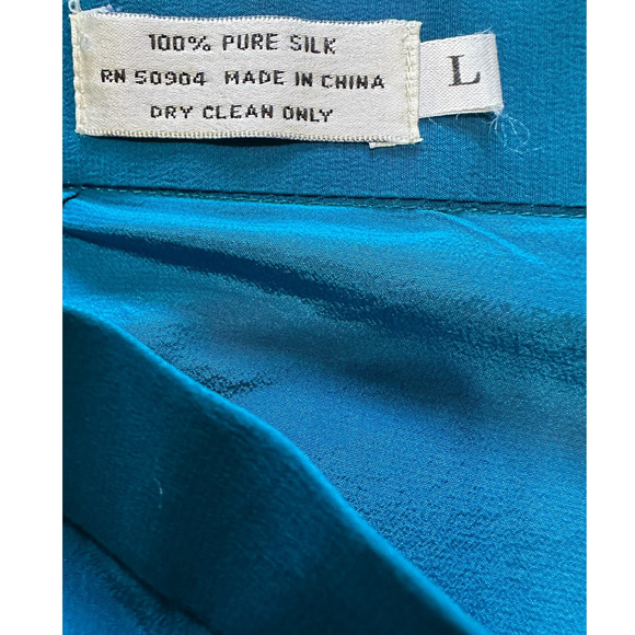 Pronti Collection by Phita Vintage Teal Blue Silk Pants, Size L - Picture 3 of 7